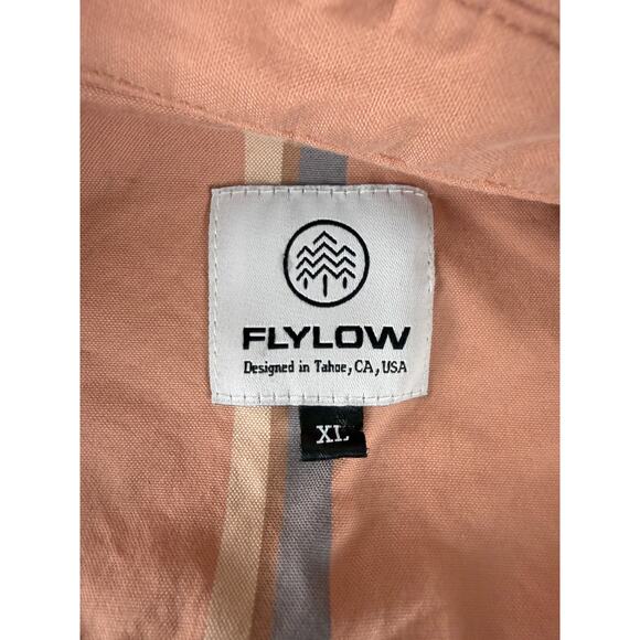 Flylow Size XL Checker Casual Button Top Pink Short Sleeve Collar Cotton - Picture 5 of 7